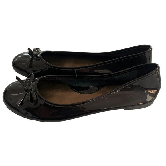 MICHELLE D Womens Brown Gloss Flats Loafers Shoes Ballet With Bow Size 1… - Picture 4 of 9